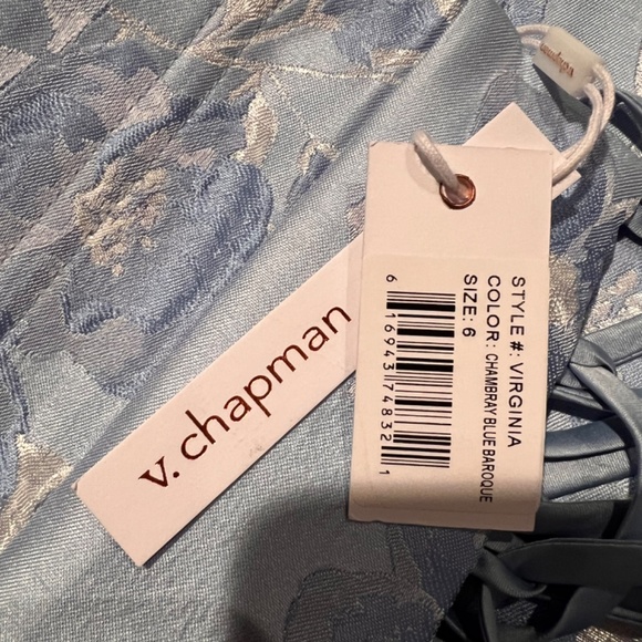 NWT Virginia Strapless Gown in Chambray Blue Baroque Floral - Picture 5 of 5